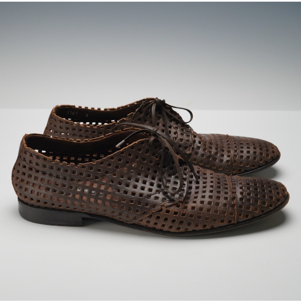 Dolce & Gabbana Brown Perforated Leather Derby Men’s Shoes Size:8